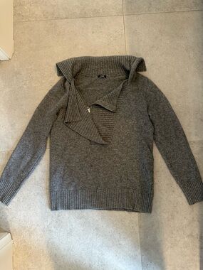 J. Crew Women's Gray Funnel Zip Turtleneck Sweater